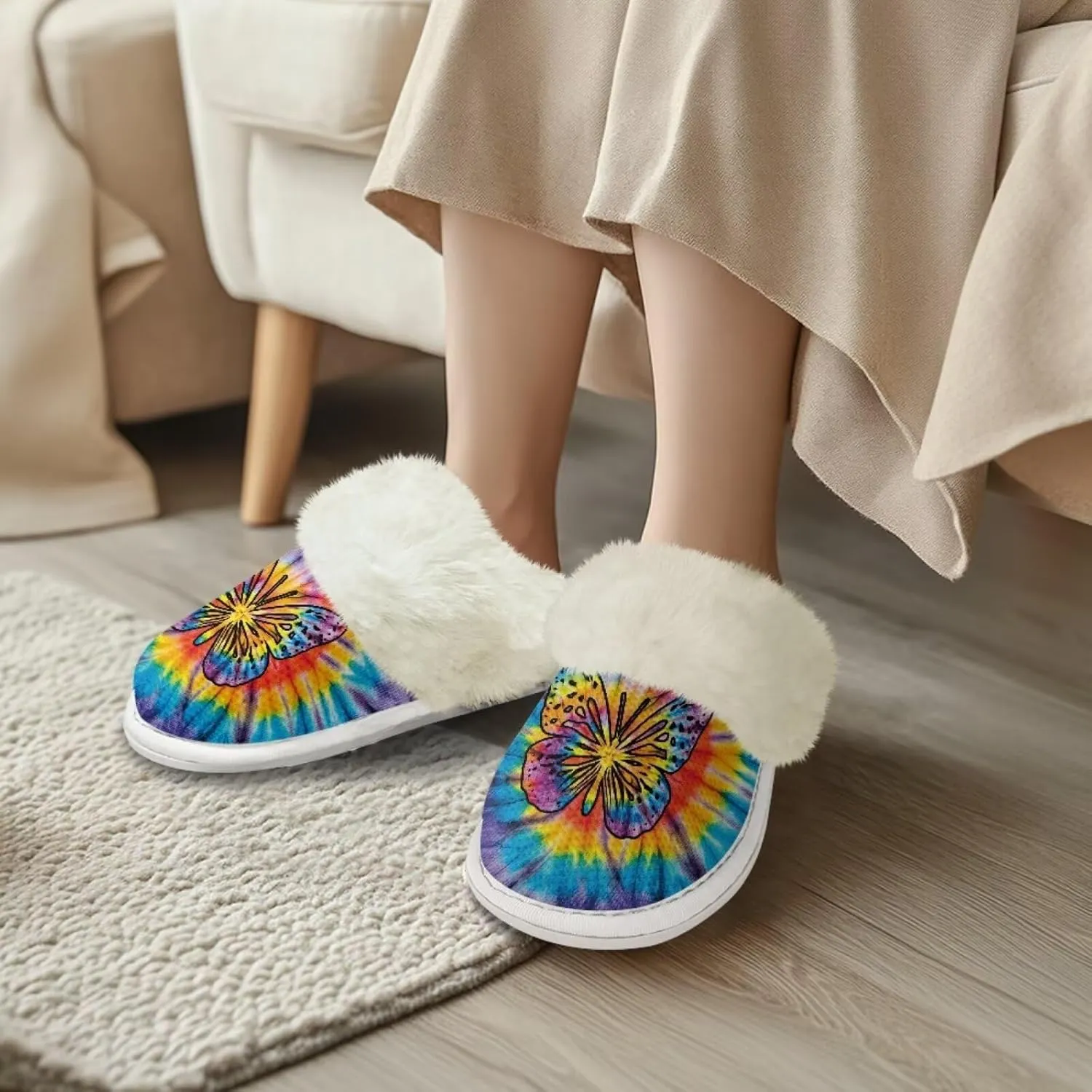 Women's Fuzzy Slipper Home Slippers Fluffy Winter House Shoes Soft Sole Slippers for Indoor