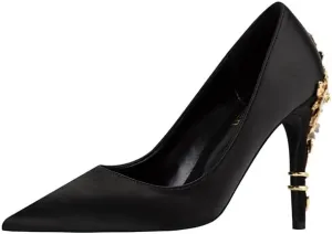 Women's High Heels Pointed Toe Closed Unique High Heels Stiletto Heels Satin Evening Prom Dress Shoes