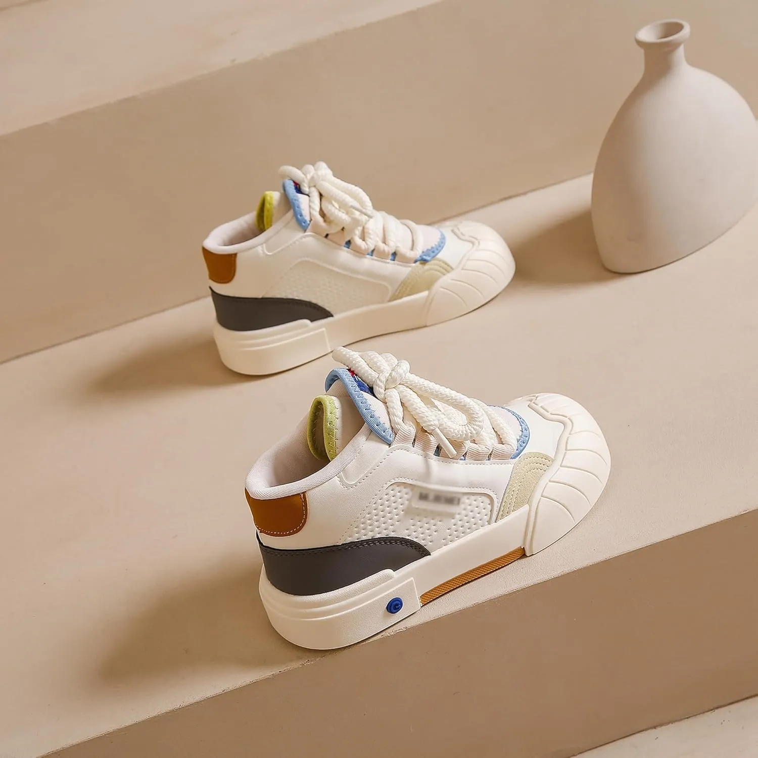 Womens Lightweight Sneakers Trendy Colorblock Lace Up Casual Shoes Breathable Tennis Shoes