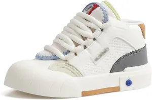 Womens Lightweight Sneakers Trendy Colorblock Lace Up Casual Shoes Breathable Tennis Shoes