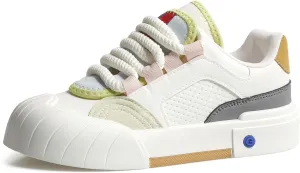 Womens Lightweight Sneakers Trendy Colorblock Lace Up Casual Shoes Breathable Tennis Shoes