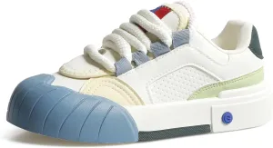 Womens Lightweight Sneakers Trendy Colorblock Lace Up Casual Shoes Breathable Tennis Shoes