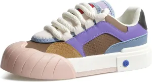 Womens Lightweight Sneakers Trendy Colorblock Lace Up Casual Shoes Breathable Tennis Shoes
