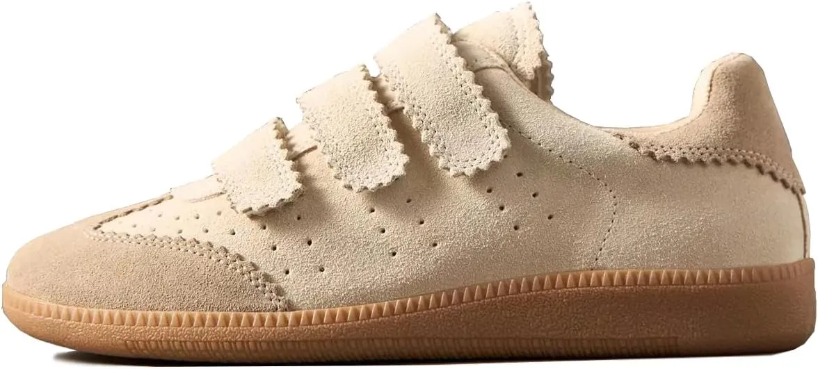 Women's Low Top Retro Sneakers Hook and Loop Closure Lightweight Casual Shoes
