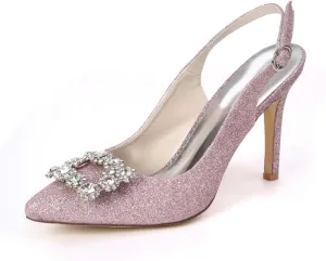 Women's Slingback Pointed Toe Pumps Stiletto High Heels Evening Prom Dress Sandals Wedding Shoes Bride