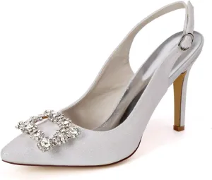 Women's Slingback Pointed Toe Pumps Stiletto High Heels Evening Prom Dress Sandals Wedding Shoes Bride