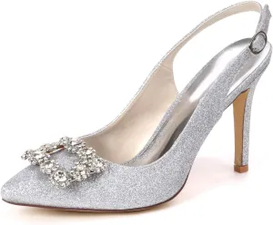 Women's Slingback Pointed Toe Pumps Stiletto High Heels Evening Prom Dress Sandals Wedding Shoes Bride