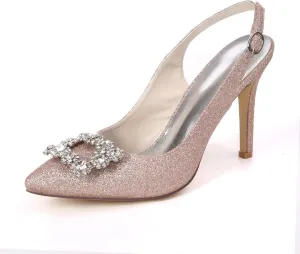 Women's Slingback Pointed Toe Pumps Stiletto High Heels Evening Prom Dress Sandals Wedding Shoes Bride