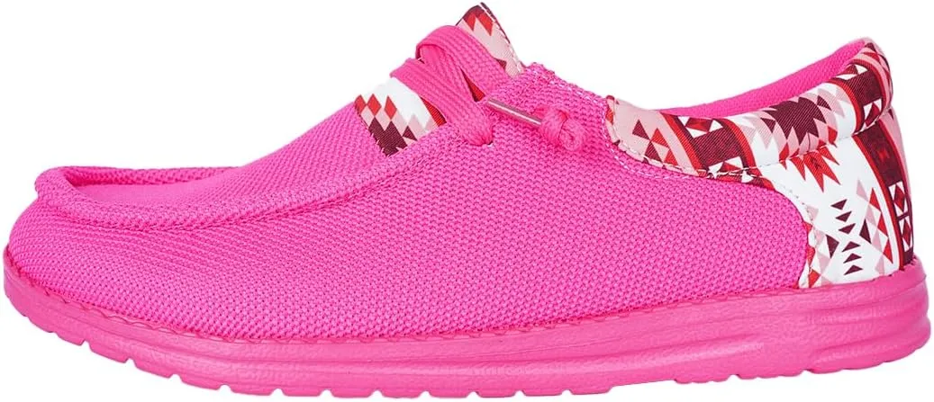 Women’s Slip-On Loafers, Geometric Pattern Casual Shoes, Lightweight Non-Slip Boat Deck Shoes with Comfortable Fit