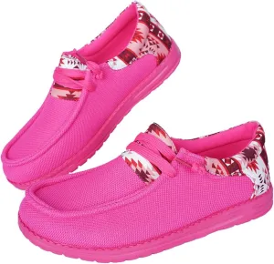 Women’s Slip-On Loafers, Geometric Pattern Casual Shoes, Lightweight Non-Slip Boat Deck Shoes with Comfortable Fit