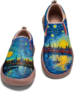 Women's Slip On Loafers Lightweight Comfort Casual Shoes Art Painted Walking Sneakers