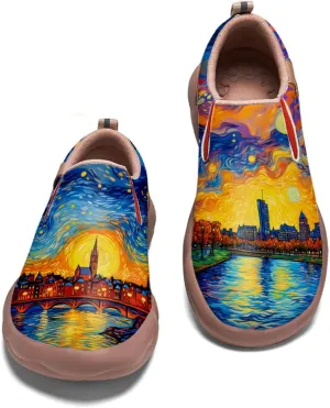 Women's Slip On Loafers Lightweight Comfort Casual Shoes Art Painted Walking Sneakers