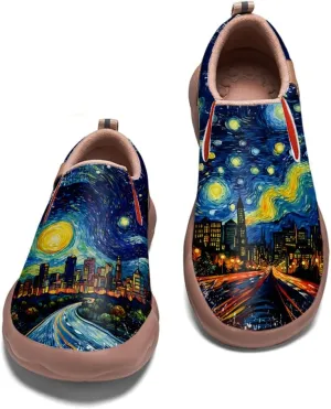 Women's Slip On Loafers Lightweight Comfort Casual Shoes Art Painted Walking Sneakers