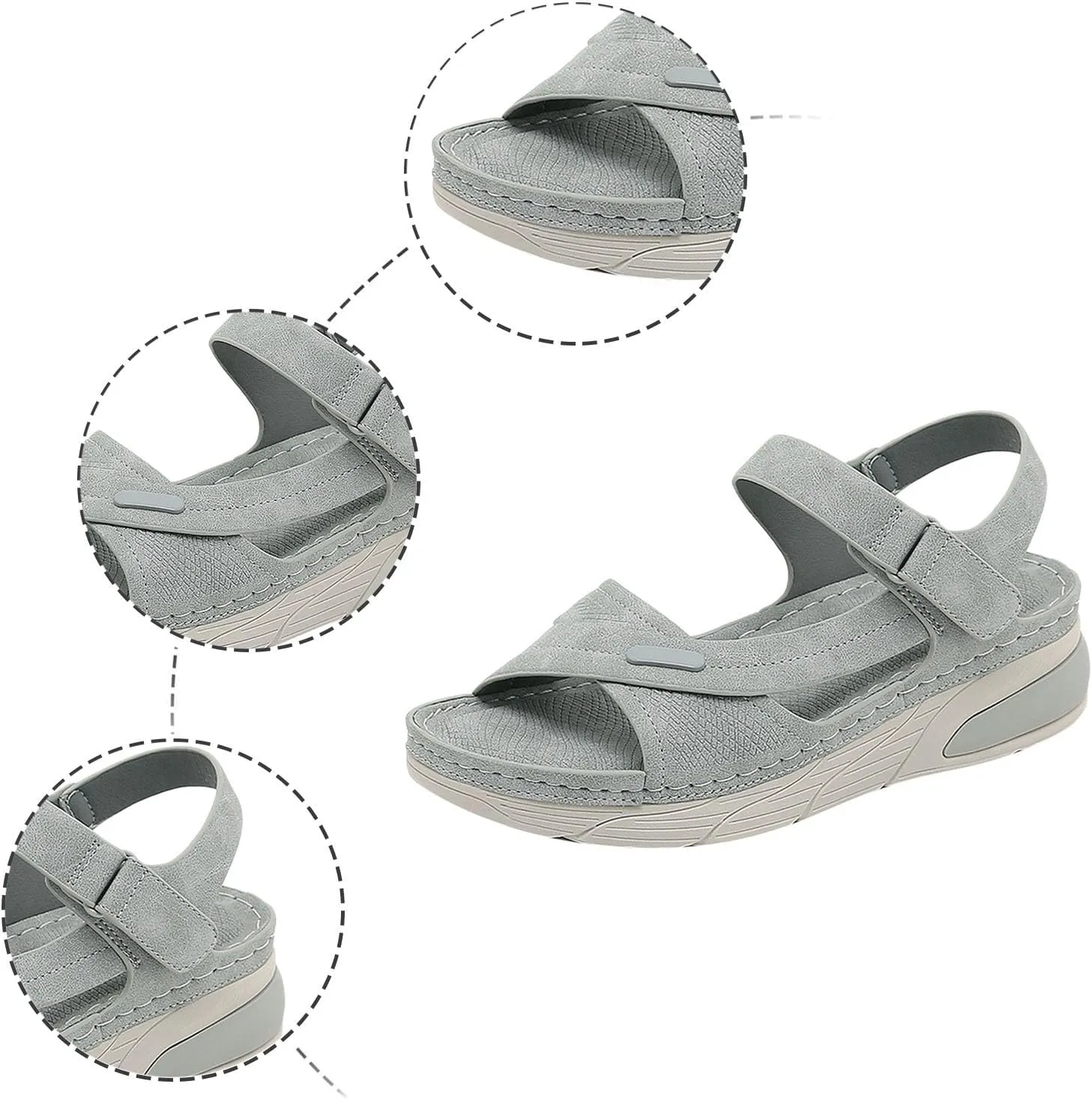 Women's Summer Platform Sandals Comfortable Toe Casual Walking Shoes with Thick Sole for Outdoor Beach Vacation