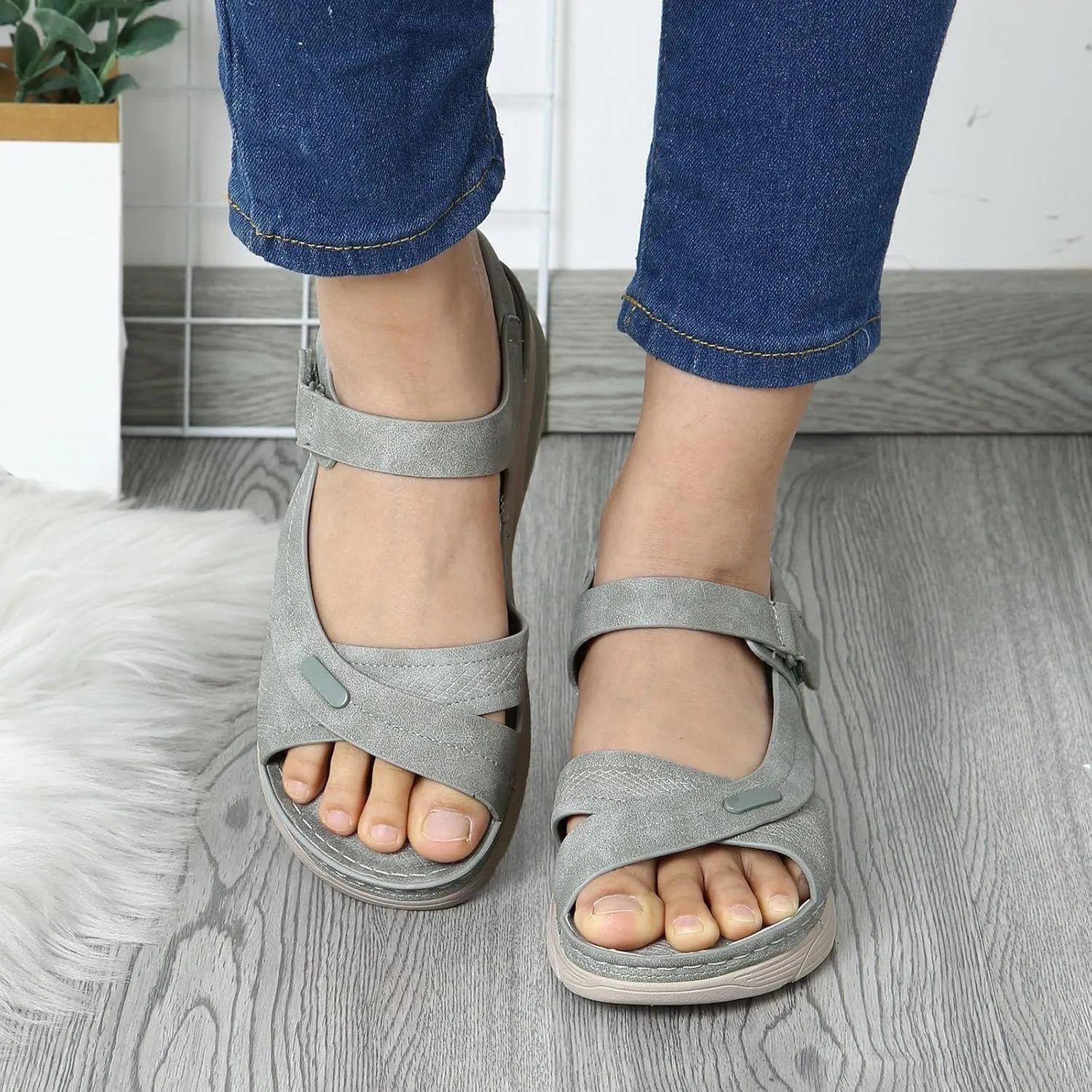Women's Summer Platform Sandals Comfortable Toe Casual Walking Shoes with Thick Sole for Outdoor Beach Vacation