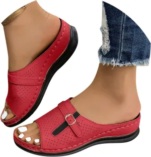 Women's Summer Slippers Comfortable Open Toe Casual Sandals with 45cm Wedge Heel for Beach Vacation Dressy Outfits