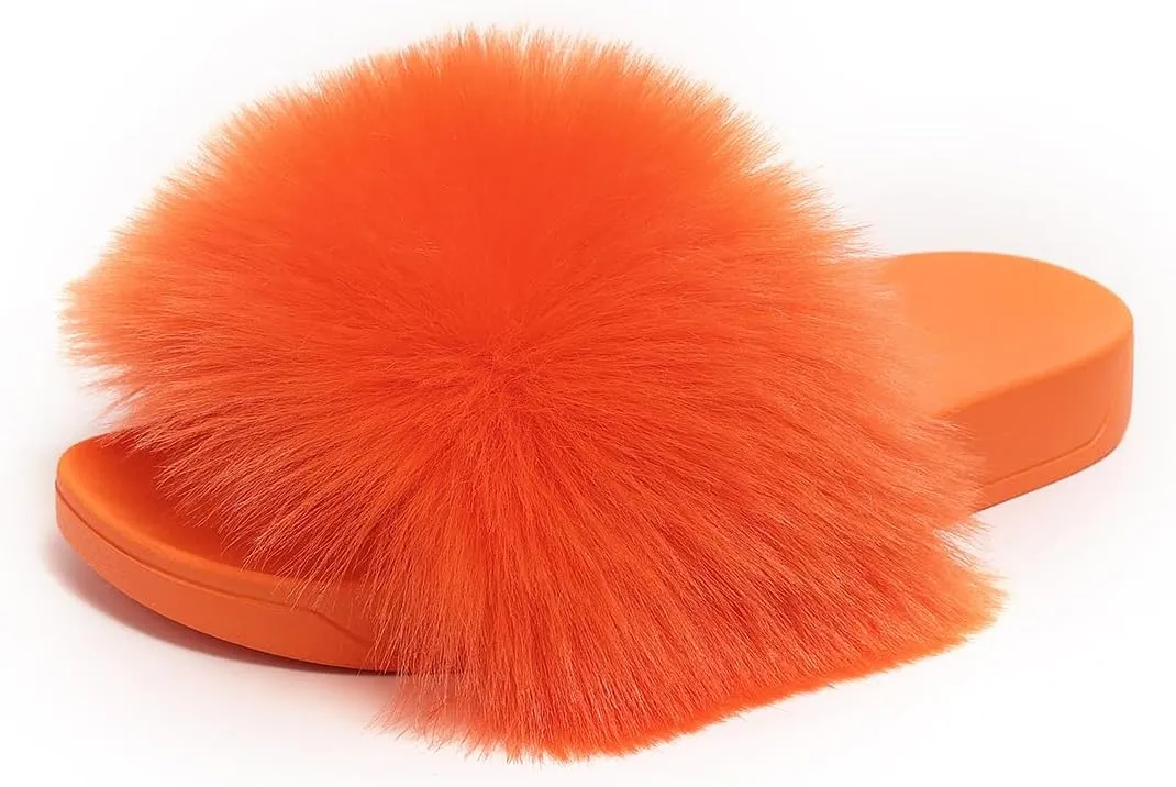 yamerbo Women's Furry Slides Fluffy Slippers Cute Open Toe Girls Sandals House Slides pantuflas para mujer