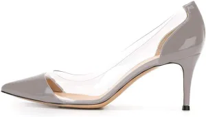 YODEKS Women's Clear Pumps Pointed Toe with 2.6" Stiletto High Heels Dress Shoes for Wedding/Party