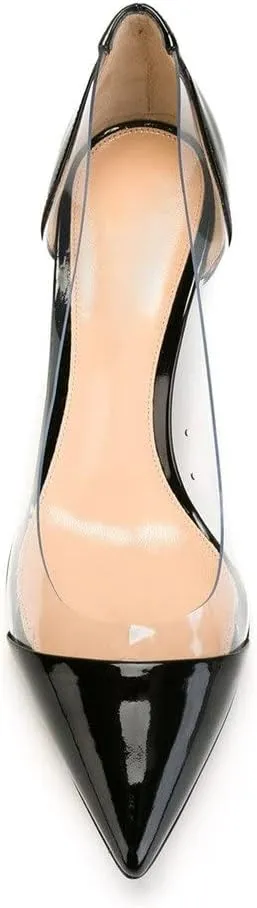 YODEKS Women's Clear Pumps Pointed Toe with 2.6" Stiletto High Heels Dress Shoes for Wedding/Party