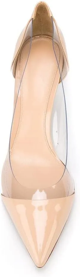 YODEKS Women's Clear Pumps Pointed Toe with 2.6" Stiletto High Heels Dress Shoes for Wedding/Party