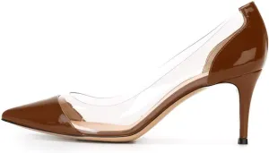 YODEKS Women's Clear Pumps Pointed Toe with 2.6" Stiletto High Heels Dress Shoes for Wedding/Party